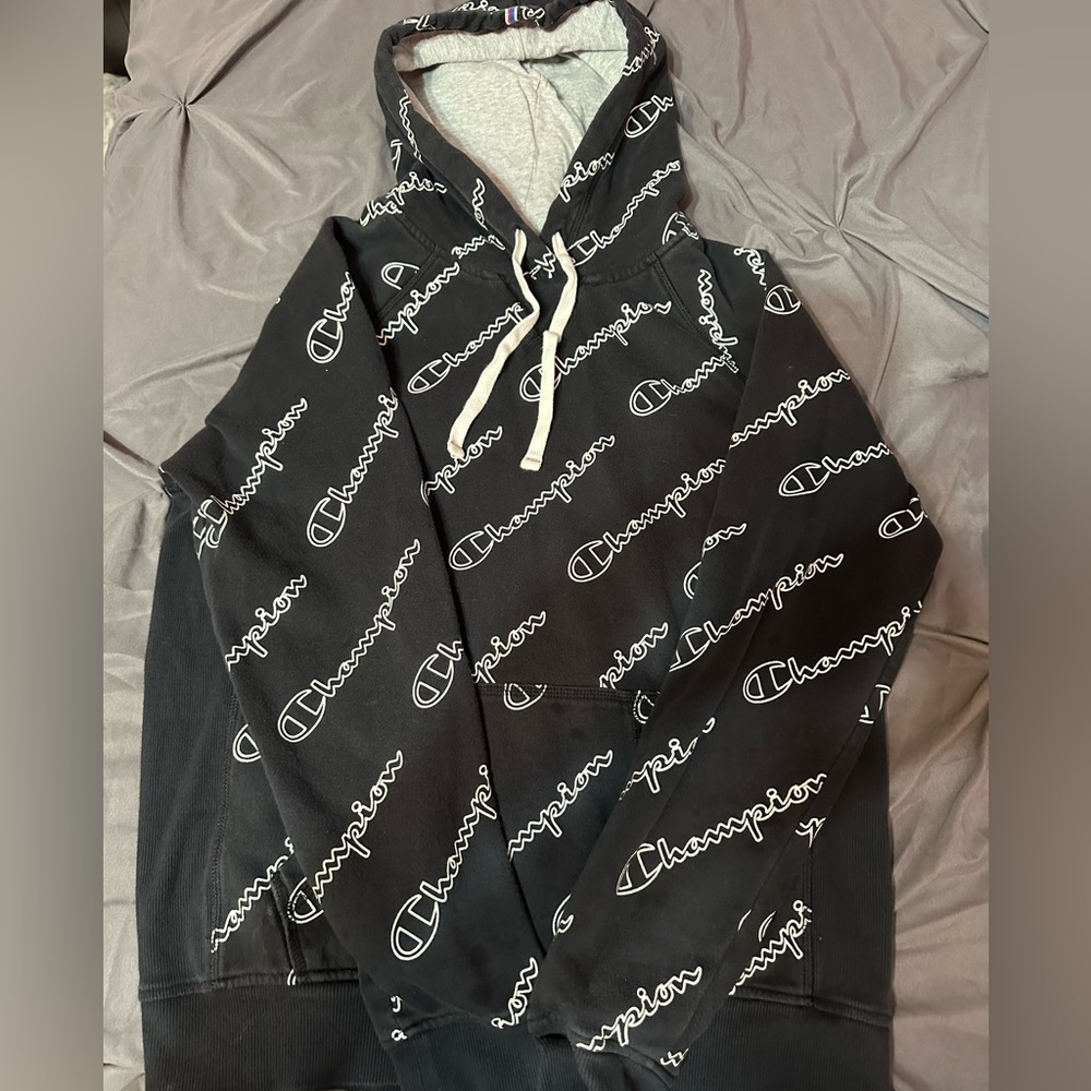 black and white, women’s small, champion hoodie.